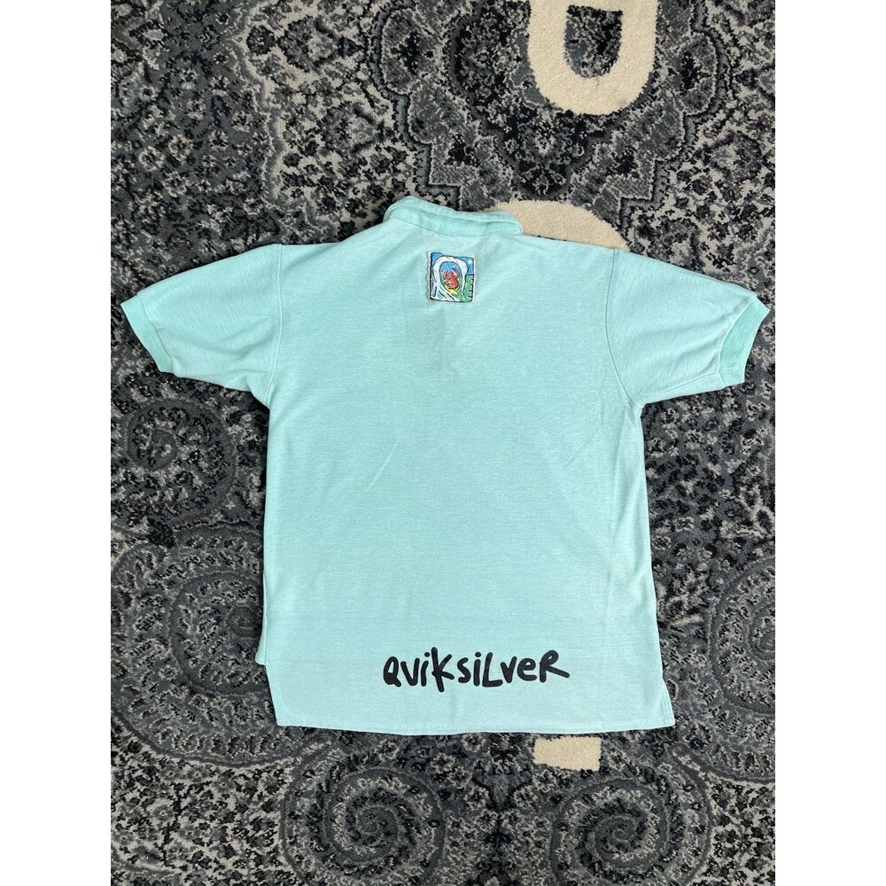Vintage Mens 80s Quick Silver Polo Shirt Size Small Made In USA Teal